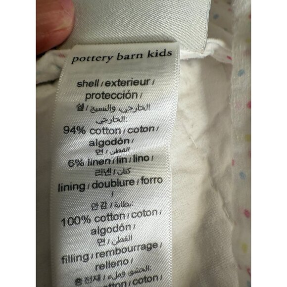 Pottery Barn Kids Patchwork Quilt F/Q Colorblock Polka Dot Reverse Cotton linen - Picture 3 of 16